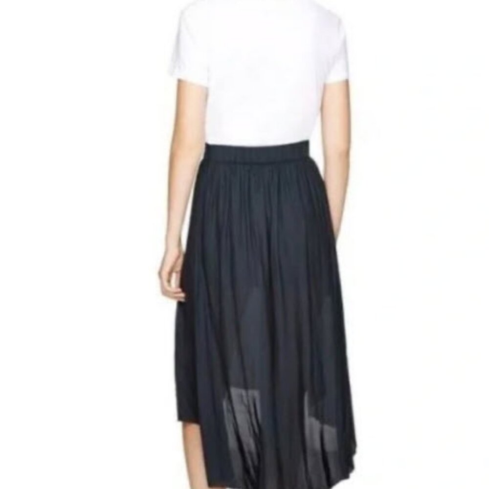 Aritzia Talula Women's Black Midi A-Line Skirt with Pleated High-Low Hem Size M - Picture 5 of 13